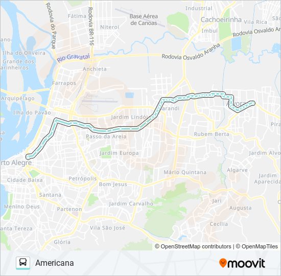 Mapa de W161 AMERICANA VIA ASSIS BRASIL de autobús