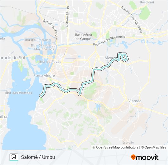 Mapa da linha W207 SALOMÉ / UMBU VIA IPIRANGA de ônibus