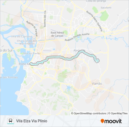 Mapa da linha W221 VILA ELZA VIA ASSIS BRASIL de ônibus