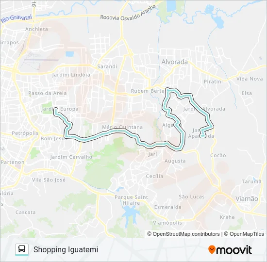 W154 JARDIM APARECIDA / IGUATEMI Bus Line Map