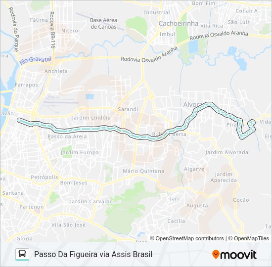 Mapa da linha W202 PASSO DA FIGUEIRA ATÉ CAIRU de ônibus