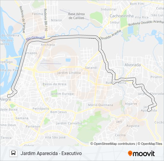 Mapa de W151 JARDIM APARECIDA - EXECUTIVO de autobús