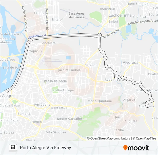 W151 JARDIM APARECIDA - EXECUTIVO Bus Line Map