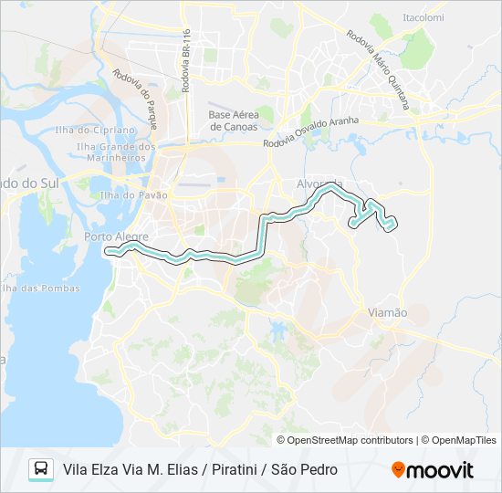 Mapa da linha W213 VILA ELZA VIA PROTÁSIO ALVES de ônibus
