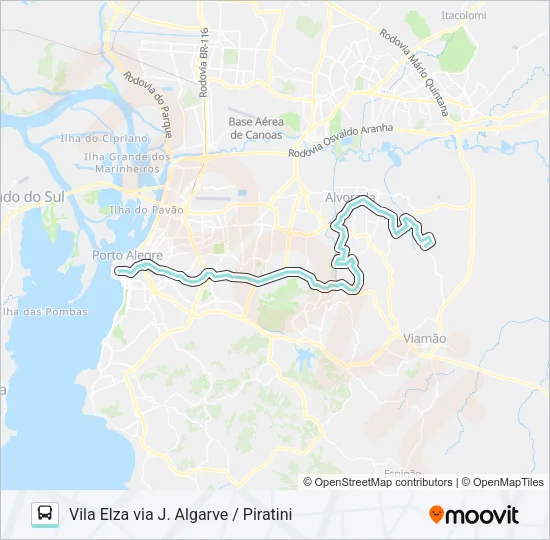 W213 VILA ELZA VIA PROTÁSIO ALVES Bus Line Map