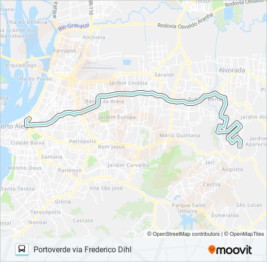 Mapa de W134 PORTOVERDE VIA FREDERICO DIHL de autobús