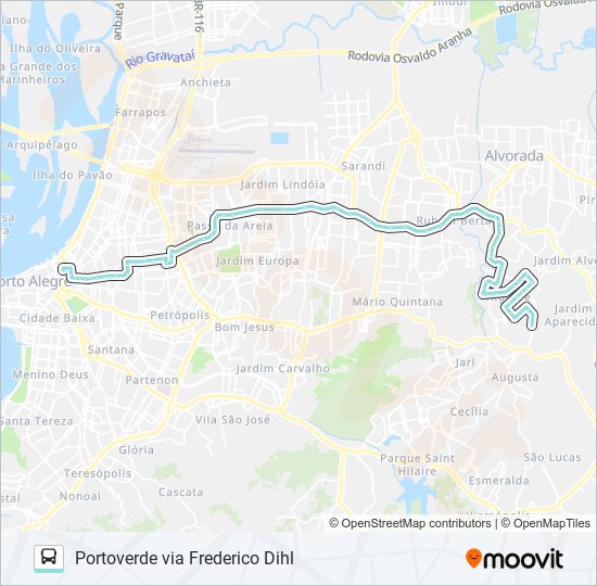 Mapa de W134 PORTOVERDE VIA FREDERICO DIHL de autobús