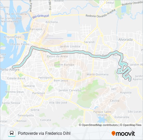 Mapa de W134 PORTOVERDE VIA FREDERICO DIHL de autobús