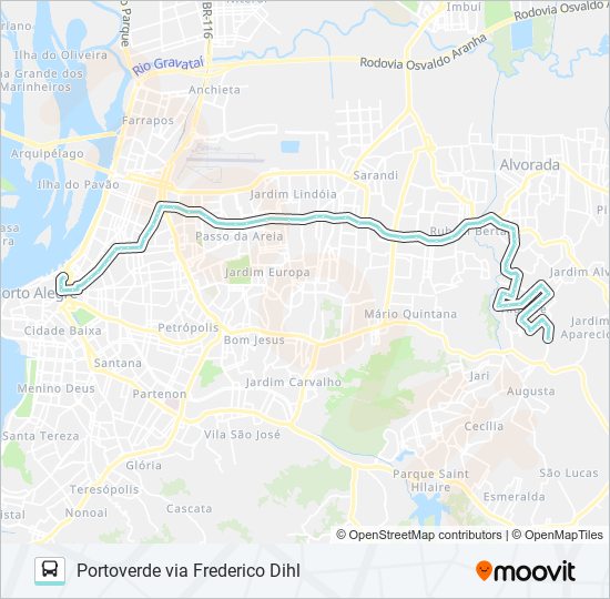 W134 PORTOVERDE VIA FREDERICO DIHL bus Line Map