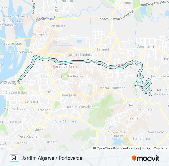 Mapa da linha W134 PORTOVERDE VIA FREDERICO DIHL de ônibus