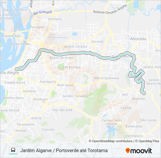 Mapa da linha W134 PORTOVERDE VIA FREDERICO DIHL de ônibus
