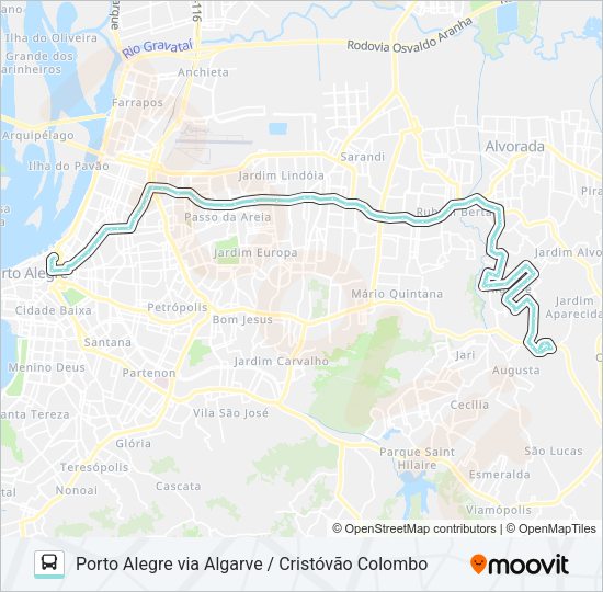 Mapa da linha W134 PORTOVERDE VIA FREDERICO DIHL de ônibus