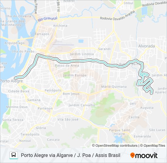 Mapa da linha W134 PORTOVERDE VIA FREDERICO DIHL de ônibus