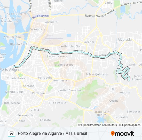 Mapa da linha W134 PORTOVERDE VIA FREDERICO DIHL de ônibus