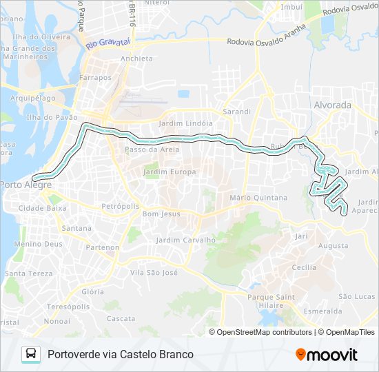 Mapa da linha W139 PORTOVERDE VIA CASTELO BRANCO de ônibus