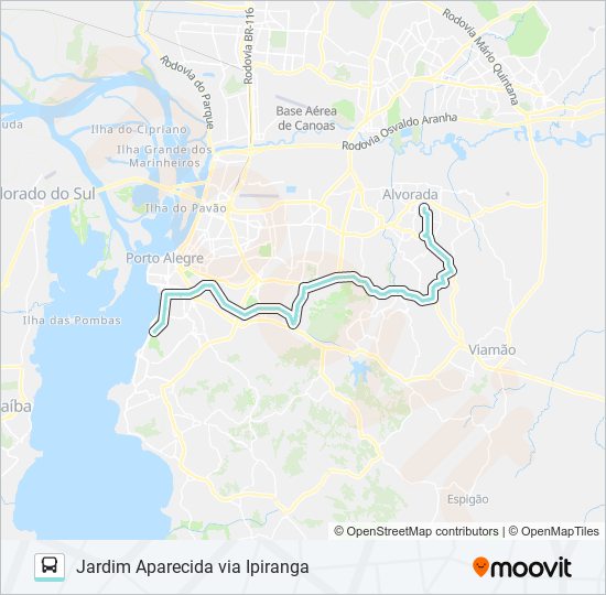 W154 JARDIM APARECIDA VIA IPIRANGA bus Line Map