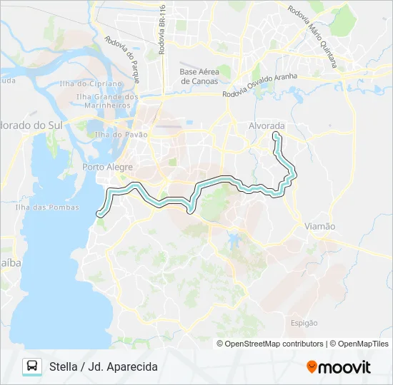 W154 JARDIM APARECIDA VIA IPIRANGA Bus Line Map