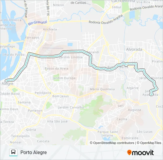 W155 JARDIM APARECIDA VIA SERTÓRIO Bus Line Map