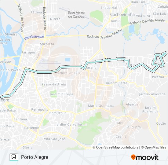 Mapa da linha W209 UMBU / AMERICANA VIA SERTÓRIO de ônibus