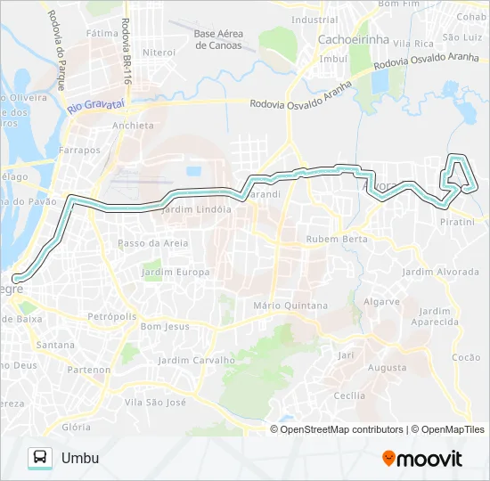W209 UMBU / AMERICANA VIA SERTÓRIO Bus Line Map