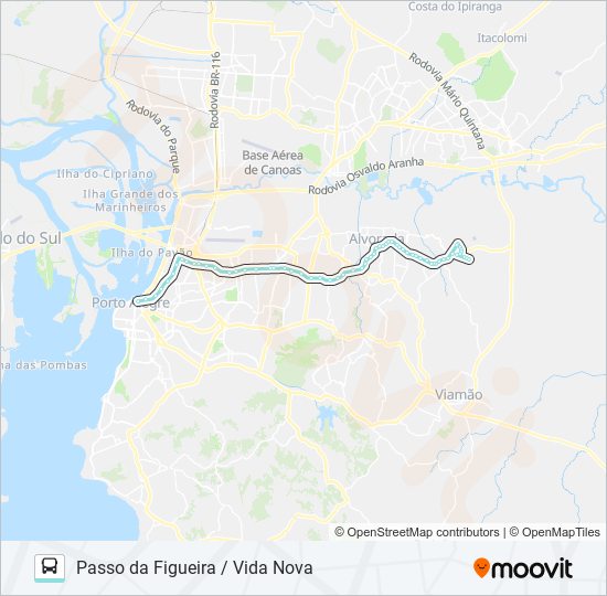 Mapa da linha W264 PASSO DA FIGUEIRA / VIDA NOVA de ônibus