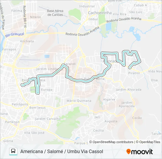 W181 SALOMÉ / UMBU VIA ASSIS BRASIL Bus Line Map