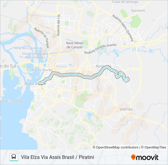 Mapa da linha W214 VILA ELZA VIA CRISTÓVÃO COLOMBO de ônibus