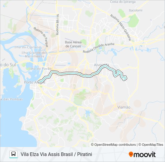 Mapa da linha W214 VILA ELZA VIA CRISTÓVÃO COLOMBO de ônibus
