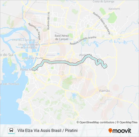 W214 VILA ELZA VIA CRISTÓVÃO COLOMBO Bus Line Map
