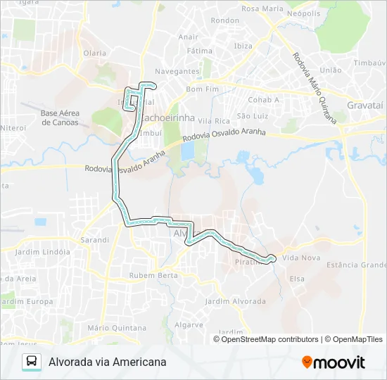 R551 ALVORADA / DISTRITO CACHOEIRINHA Bus Line Map