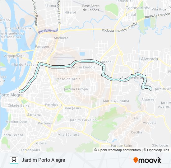 Mapa da linha W131 JARDIM PORTO ALEGRE VIA SERTÓRIO de ônibus