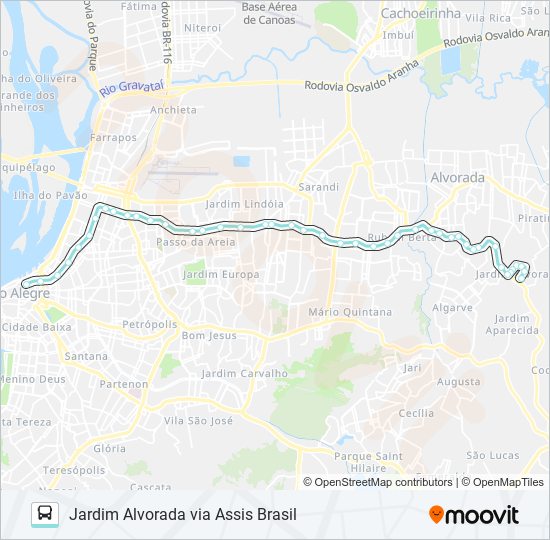 W141 JARDIM ALVORADA VIA ASSIS BRASIL bus Line Map