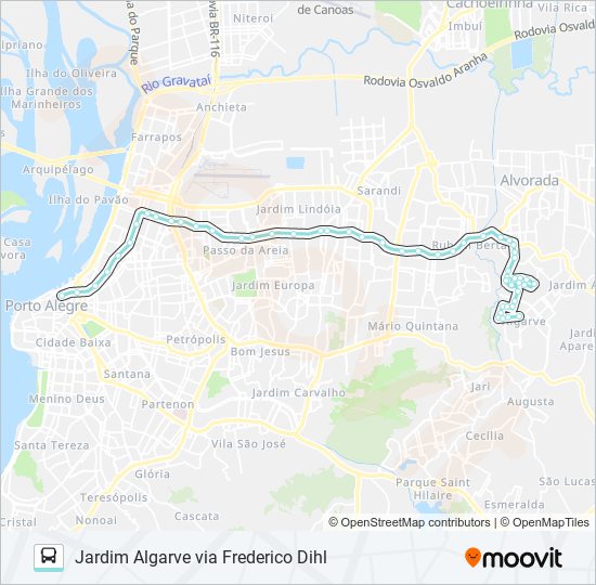 Mapa de W134 JARDIM ALGARVE VIA FREDERICO DIHL de autobús