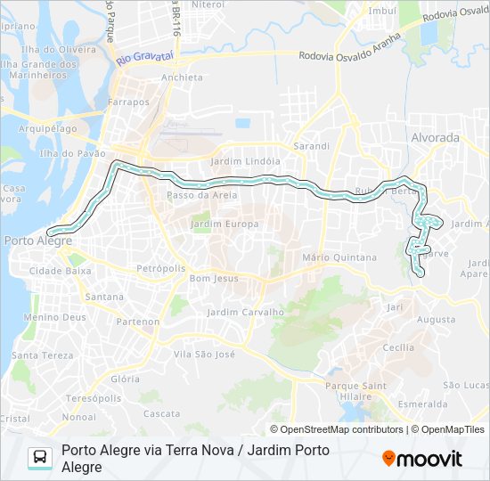 Mapa da linha W134 JARDIM ALGARVE VIA FREDERICO DIHL de ônibus