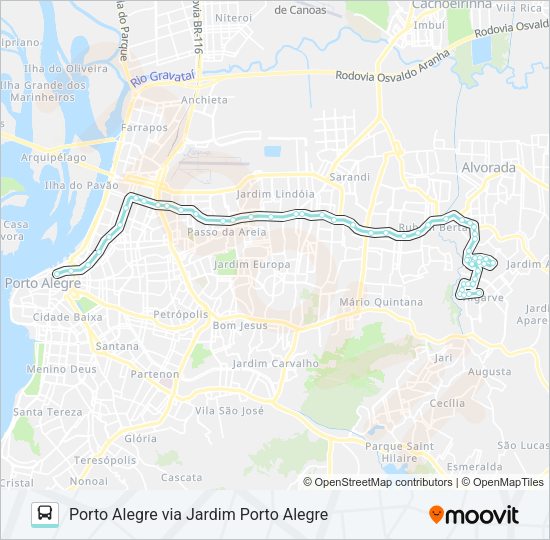 Mapa da linha W134 JARDIM ALGARVE VIA FREDERICO DIHL de ônibus