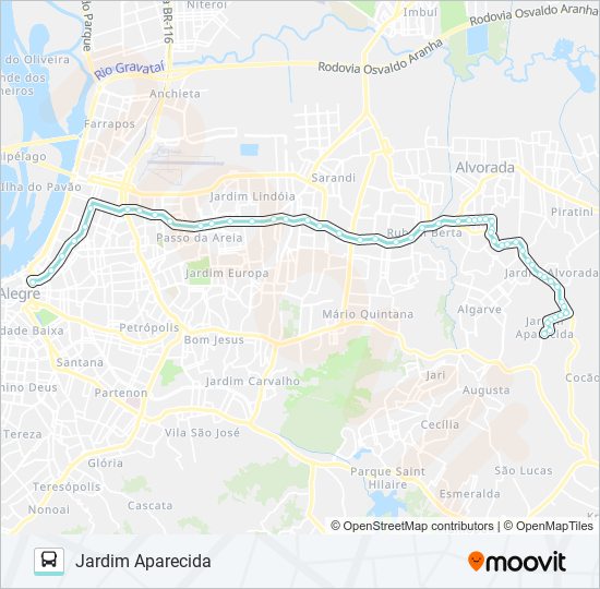 Mapa de W151 JARDIM APARECIDA VIA ASSIS BRASIL de autobús