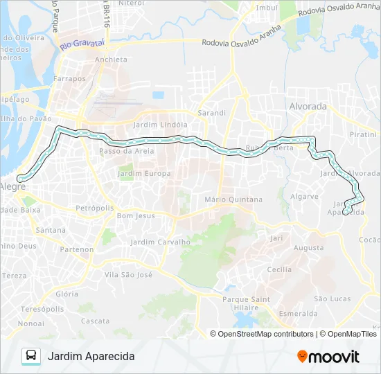 W151 JARDIM APARECIDA VIA ASSIS BRASIL Bus Line Map