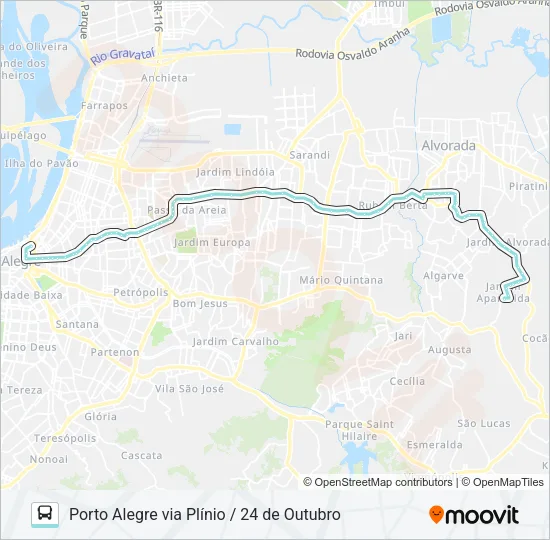 W151 JARDIM APARECIDA VIA ASSIS BRASIL Bus Line Map