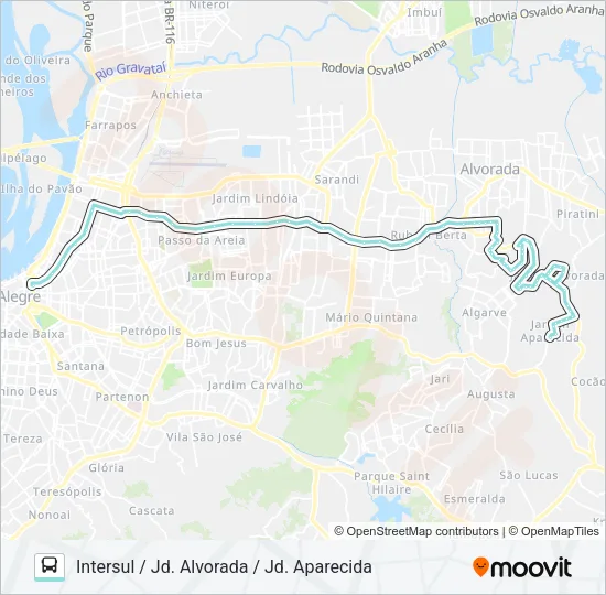 W151 JARDIM APARECIDA VIA ASSIS BRASIL Bus Line Map