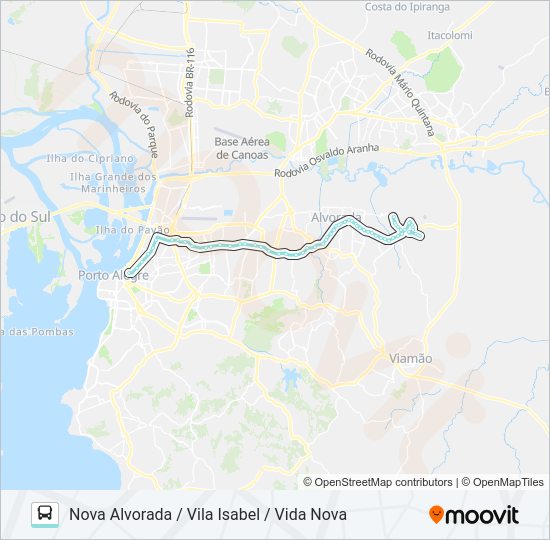 Mapa da linha W201 PASSO DA FIGUEIRA / NOVA ALVORADA de ônibus