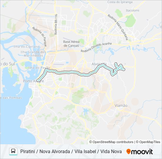 Mapa da linha W201 PASSO DA FIGUEIRA / NOVA ALVORADA de ônibus