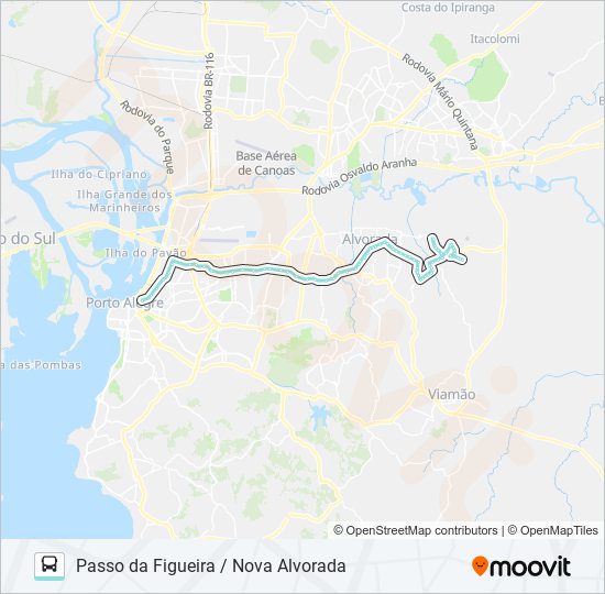 Mapa da linha W201 PASSO DA FIGUEIRA / NOVA ALVORADA de ônibus