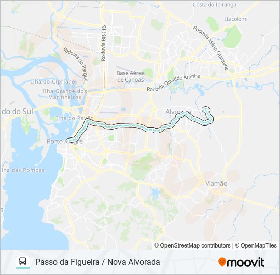Mapa da linha W201 PASSO DA FIGUEIRA / NOVA ALVORADA de ônibus