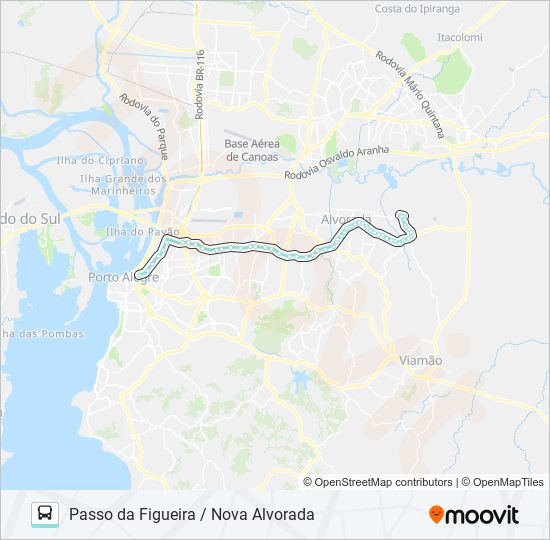 Mapa de W201 PASSO DA FIGUEIRA / NOVA ALVORADA de bus