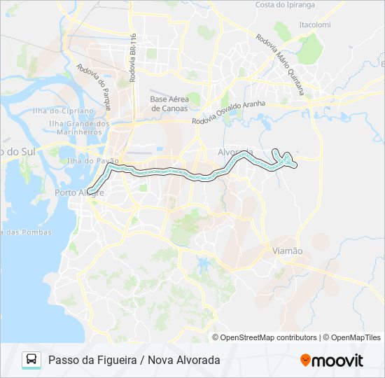 Mapa da linha W201 PASSO DA FIGUEIRA / NOVA ALVORADA de ônibus