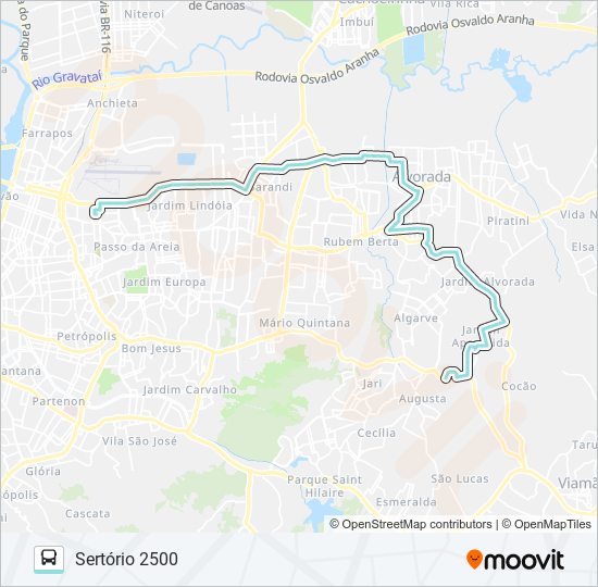 W150 STELLA MARIS - AMERICANA / SERTÓRIO bus Line Map