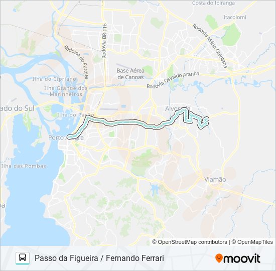 Mapa da linha W200 PASSO DA FIGUEIRA / FERNANDO FERRARI de ônibus