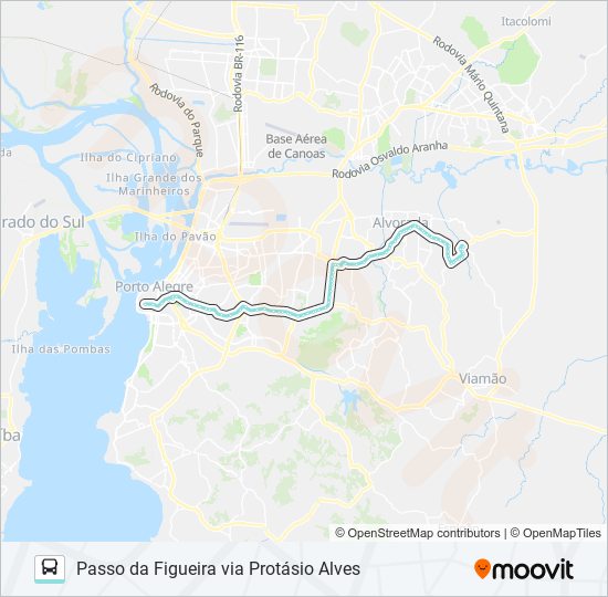 Mapa da linha W212 PASSO DA FIGUEIRA VIA PROTÁSIO ALVES de ônibus