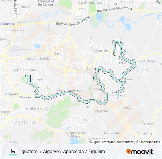W212 IGUATEMI / ALGARVE / APARECIDA / FIGUEIRA bus Line Map