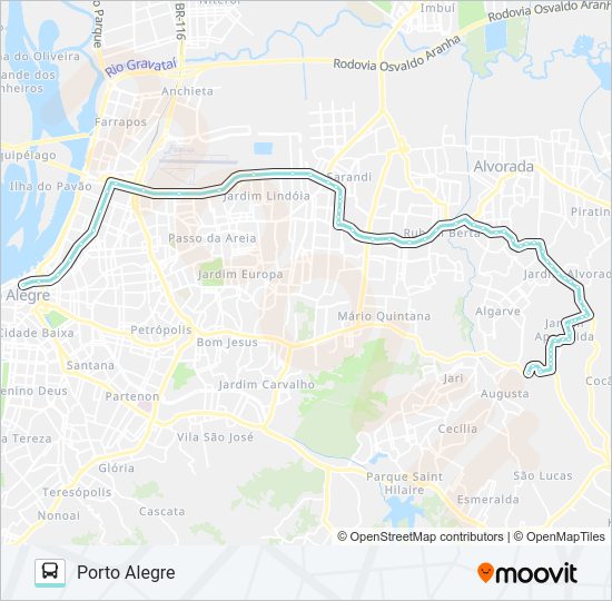 Mapa da linha W261 STELLA MARIS / JD. APARECIDA VIA SERTÓRIO de ônibus